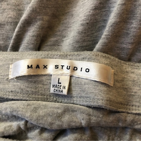 Max Studio Soft Knit Maxi Skirt Women L GreyHeather Added Fabric Detail at Waist - Picture 5 of 7